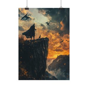 Epic Fantasy Wall Art Poster – Magische Drachenlandschaft