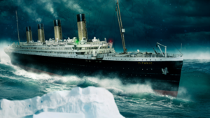 Die Titanic kollidiert mit den Eisberg